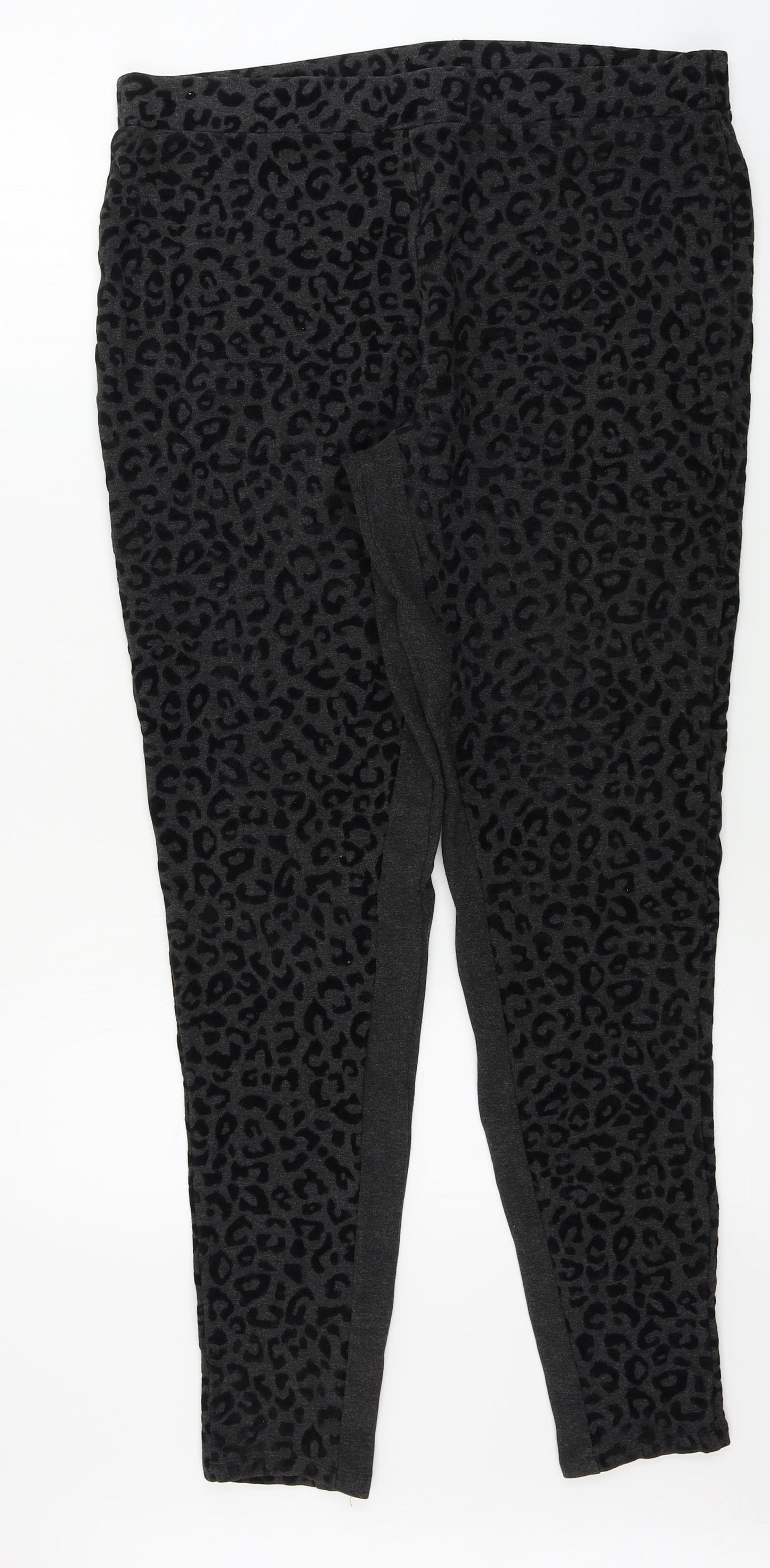 Marks and Spencer  Womens Grey Animal Print  Trousers  Size 18 L28 in
