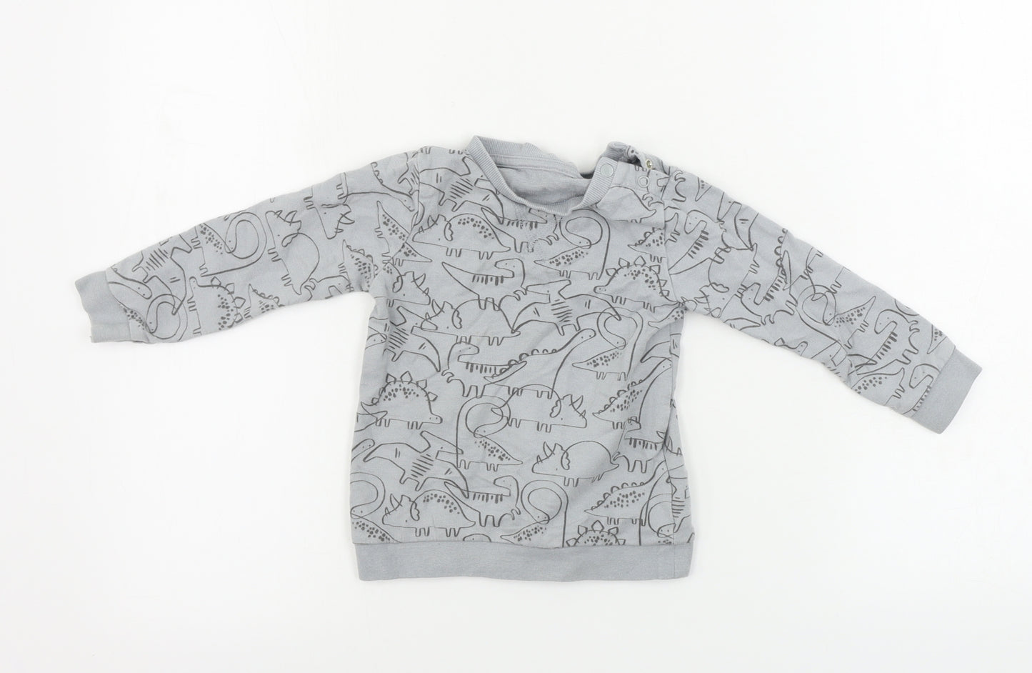 TU Boys Grey   Pullover Jumper Size 18-24 Months  - Dinosaur print