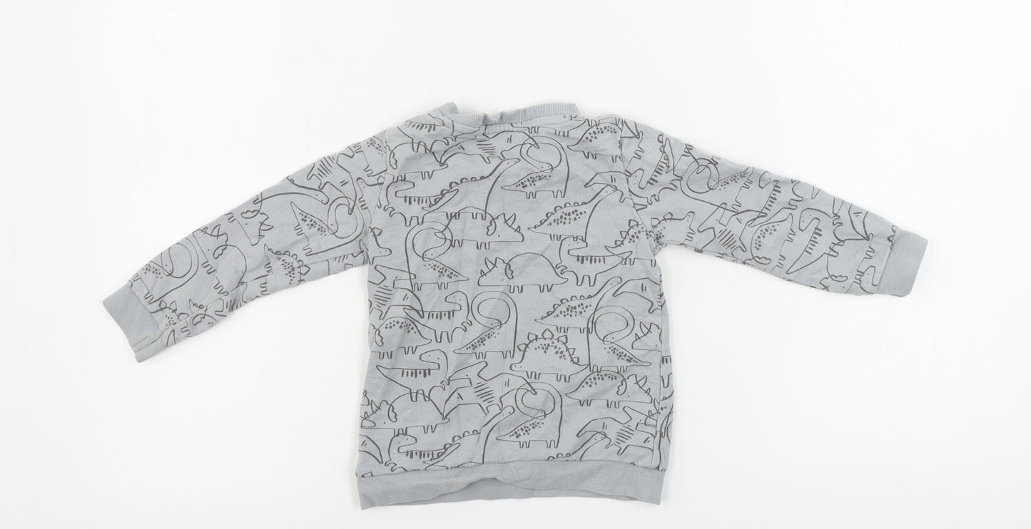 TU Boys Grey   Pullover Jumper Size 18-24 Months  - Dinosaur print