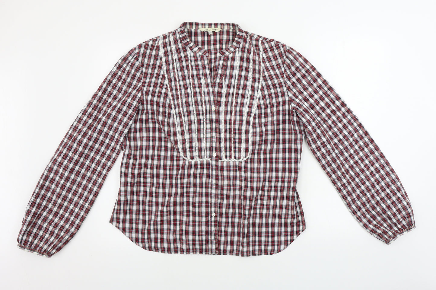 Laura Ashley  Womens Red Check  Basic Button-Up Size 16