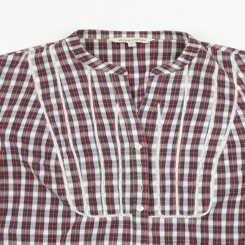 Laura Ashley  Womens Red Check  Basic Button-Up Size 16