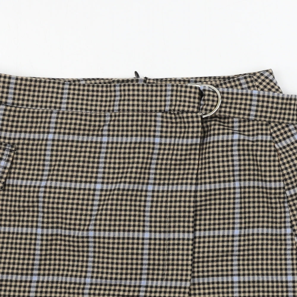 TU Womens Beige Check  A-Line Skirt Size 12
