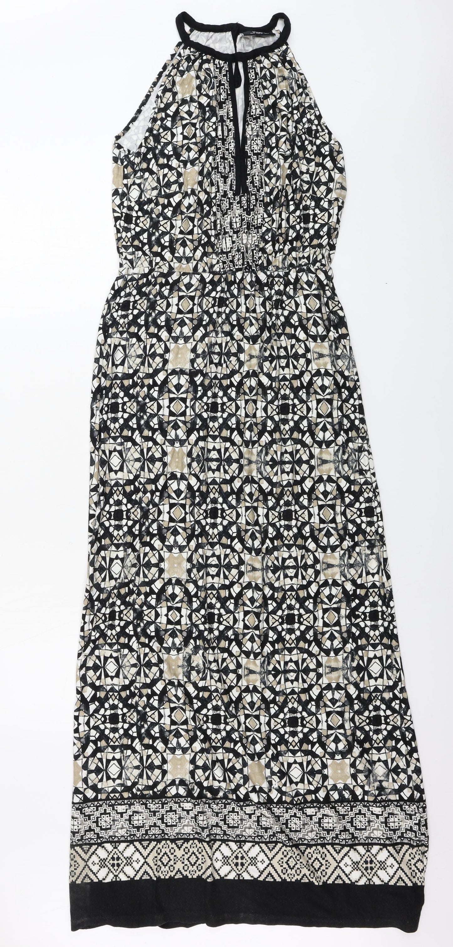 Wallis Womens Beige Geometric  A-Line  Size 8
