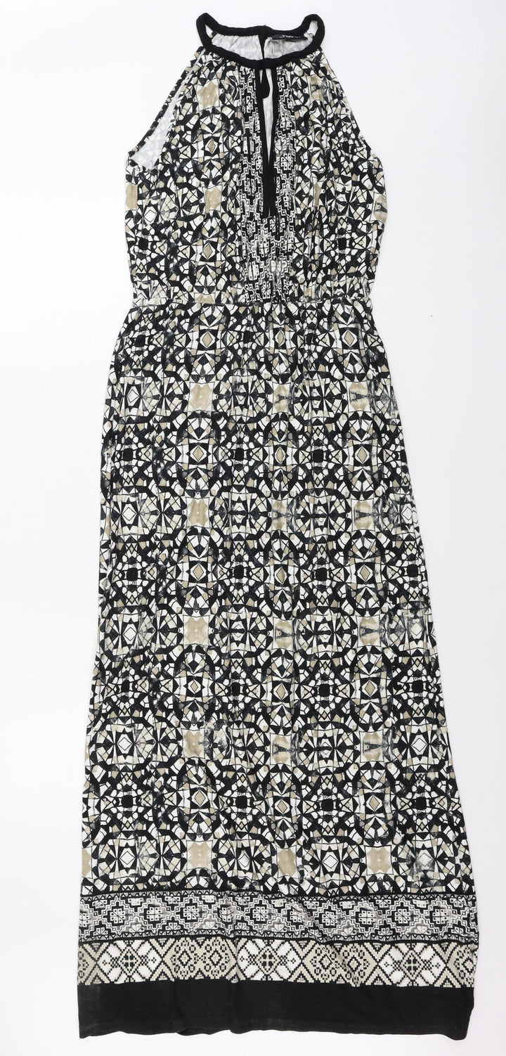 Wallis Womens Beige Geometric  A-Line  Size 8