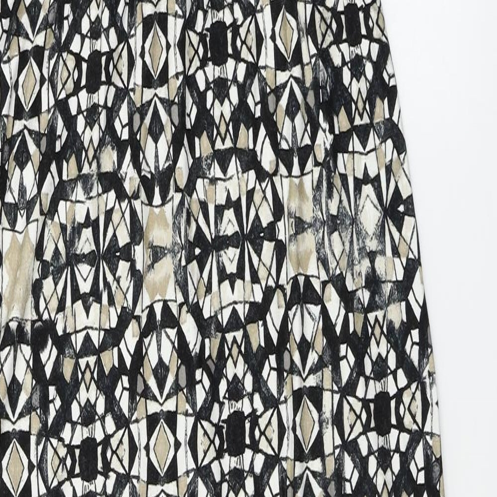 Wallis Womens Beige Geometric  A-Line  Size 8