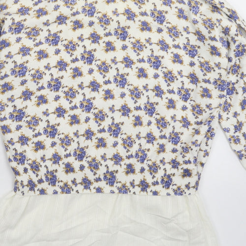 NEXT Womens White Floral Knit Pullover Jumper Size 8