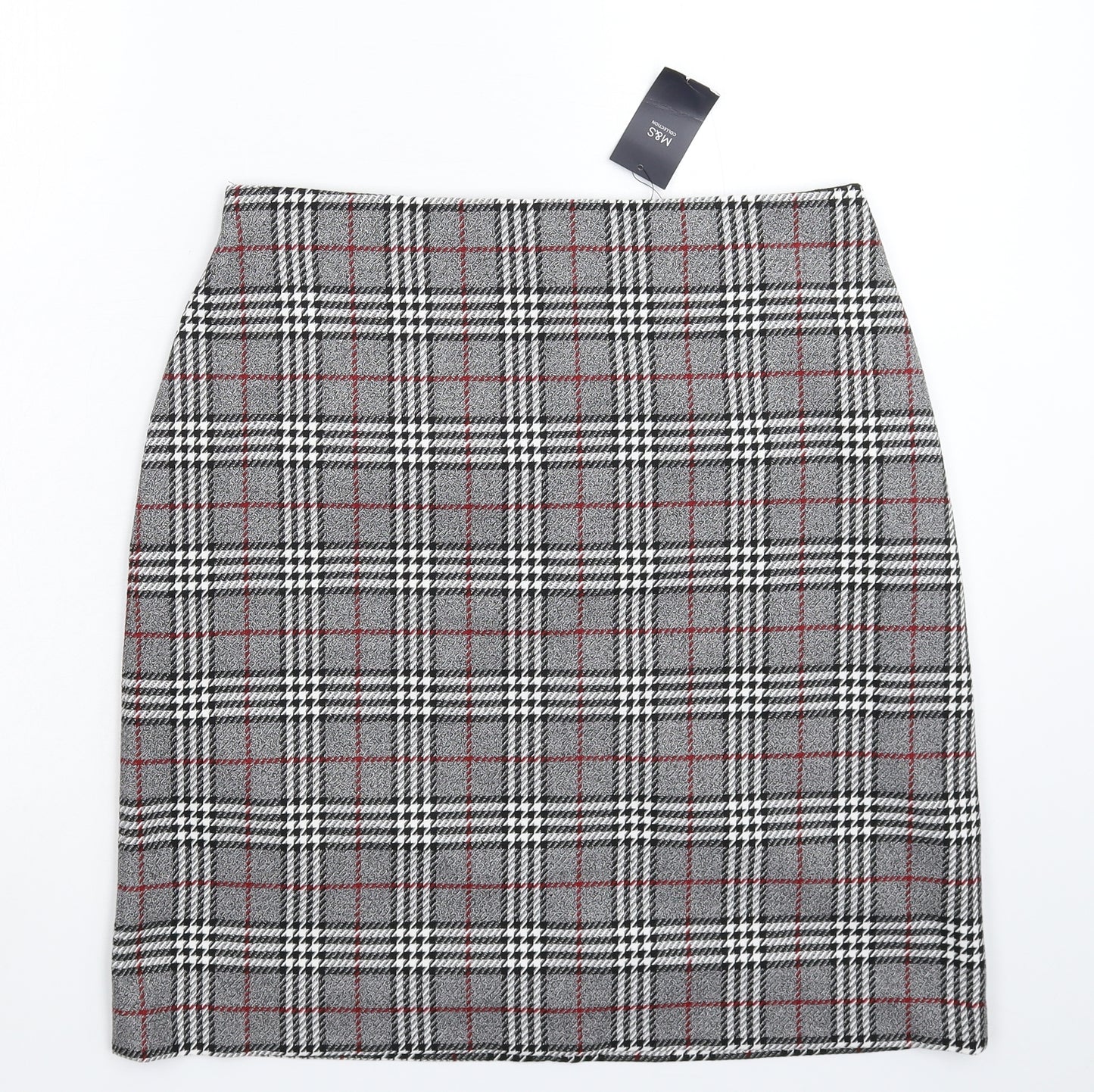Marks and Spencer Womens Grey Check  Straight & Pencil Skirt Size 12