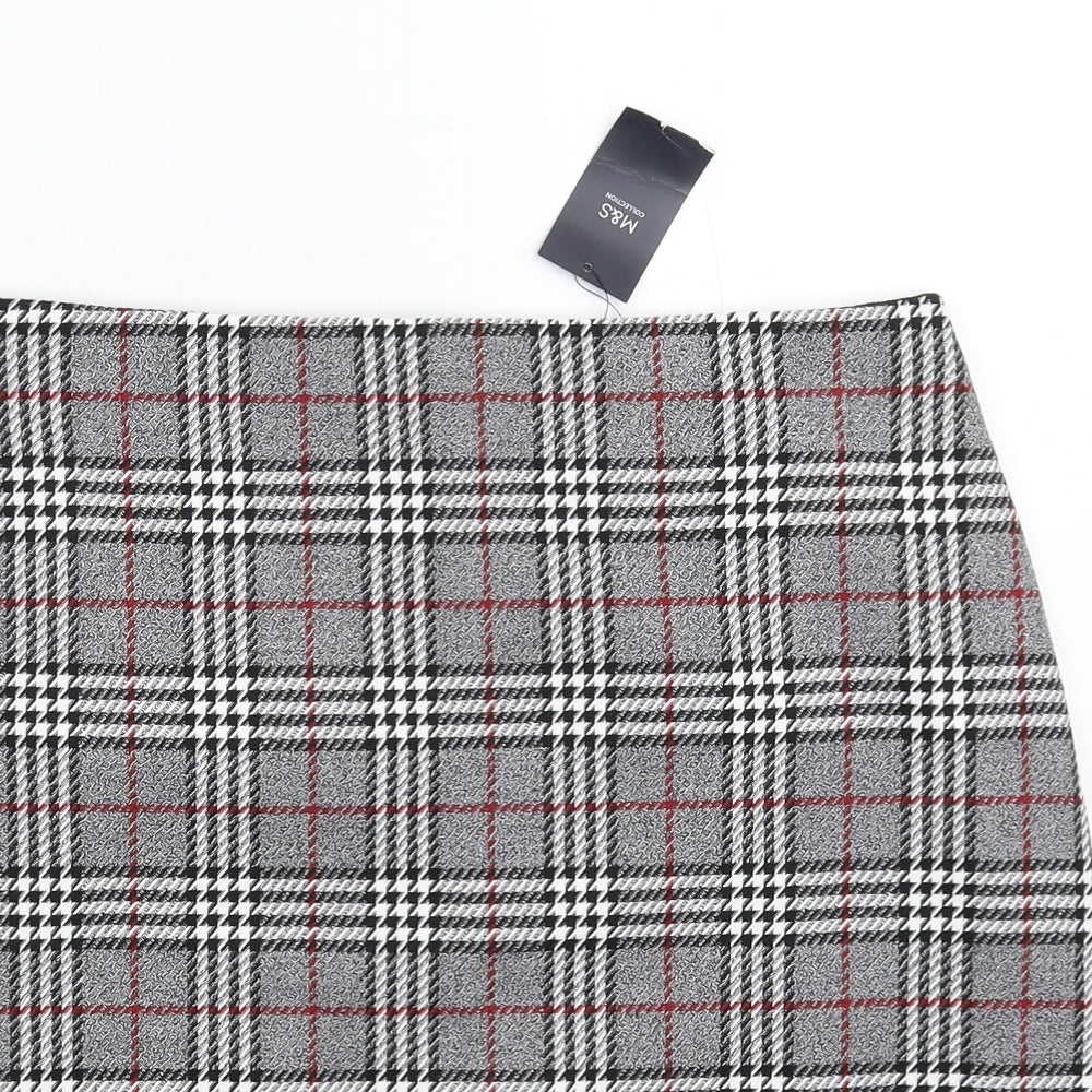 Marks and Spencer Womens Grey Check  Straight & Pencil Skirt Size 12