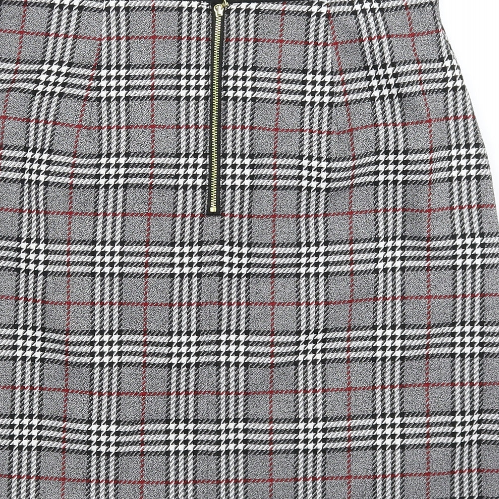 Marks and Spencer Womens Grey Check  Straight & Pencil Skirt Size 12