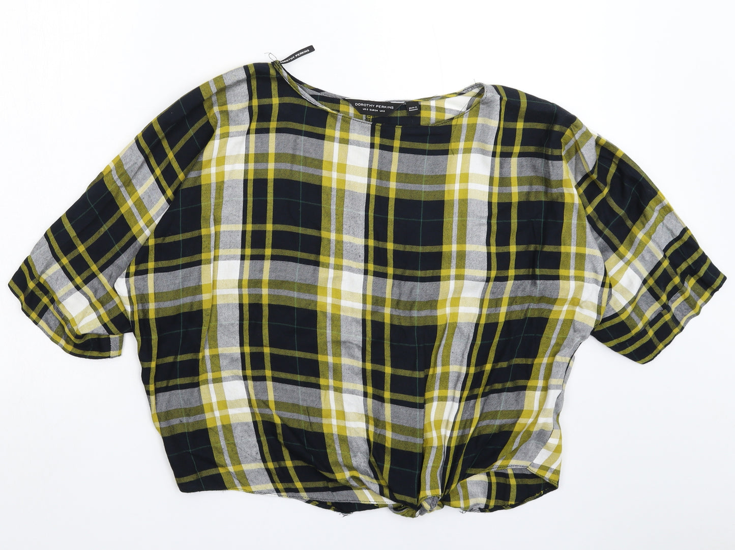 Dorothy Perkins Womens Multicoloured Check  Basic T-Shirt Size 6  - Oversized