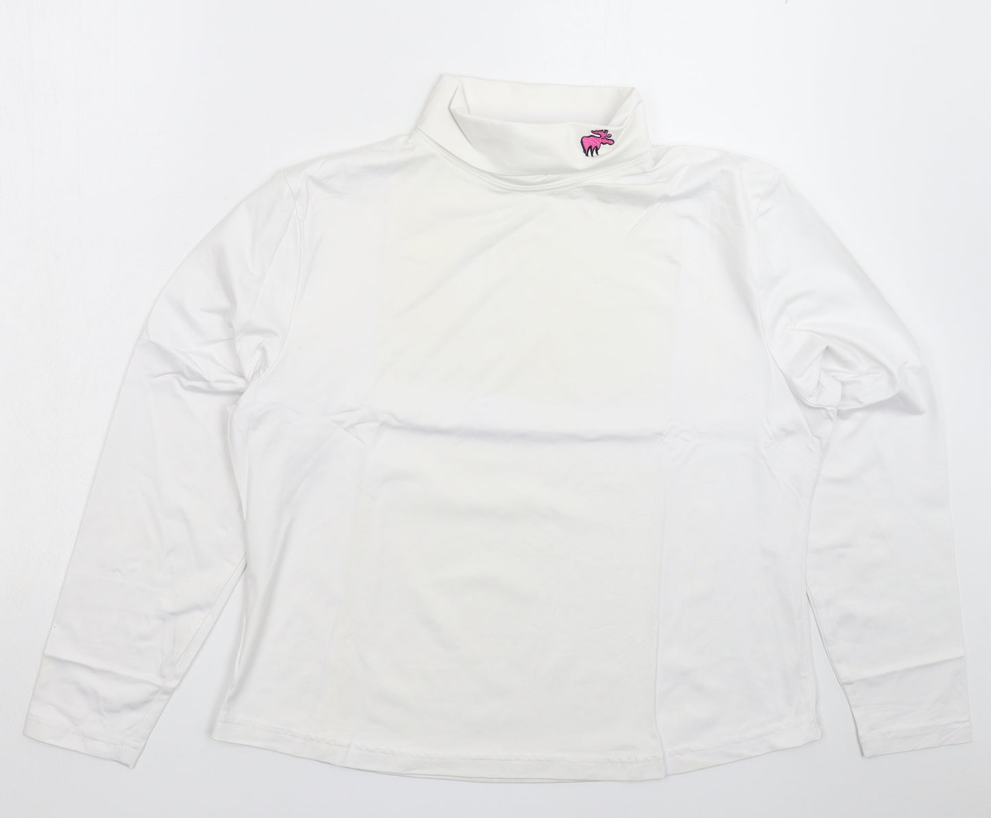 Moose Womens White  Rayon Pullover Sweatshirt Size XL