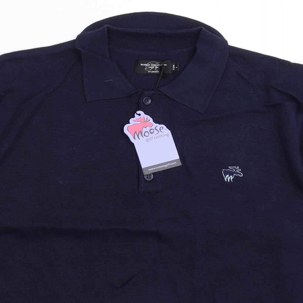 JERZEES Mens Blue  Knit Pullover Jumper Size L