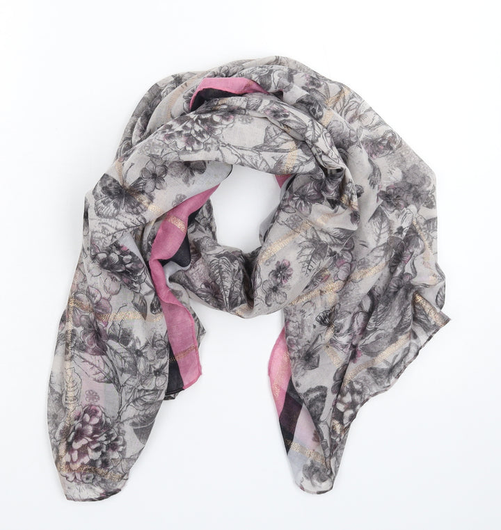 Preworn Womens Grey Floral Knit  Scarf