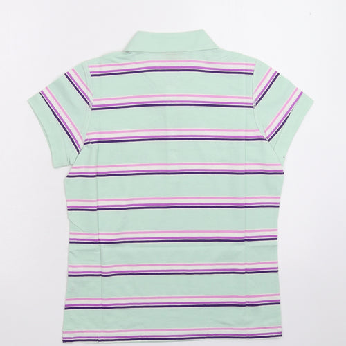 Moose Womens Green Striped  Basic Polo Size 12