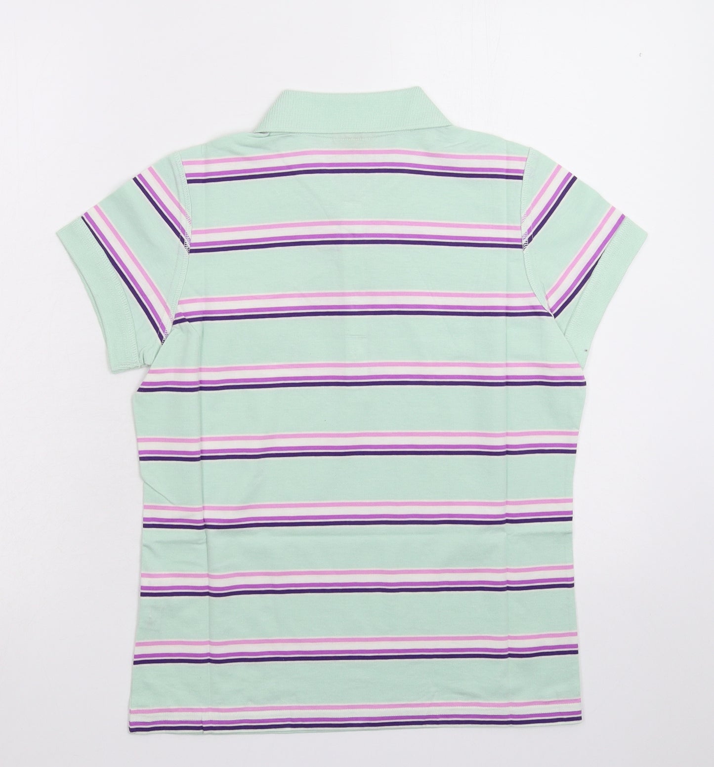 Moose Womens Green Striped  Basic Polo Size 12