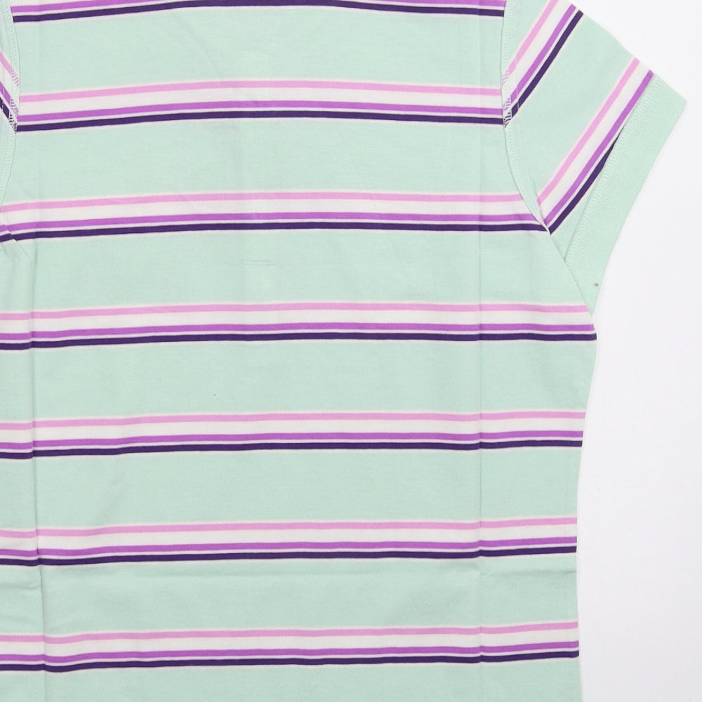 Moose Womens Green Striped  Basic Polo Size 12