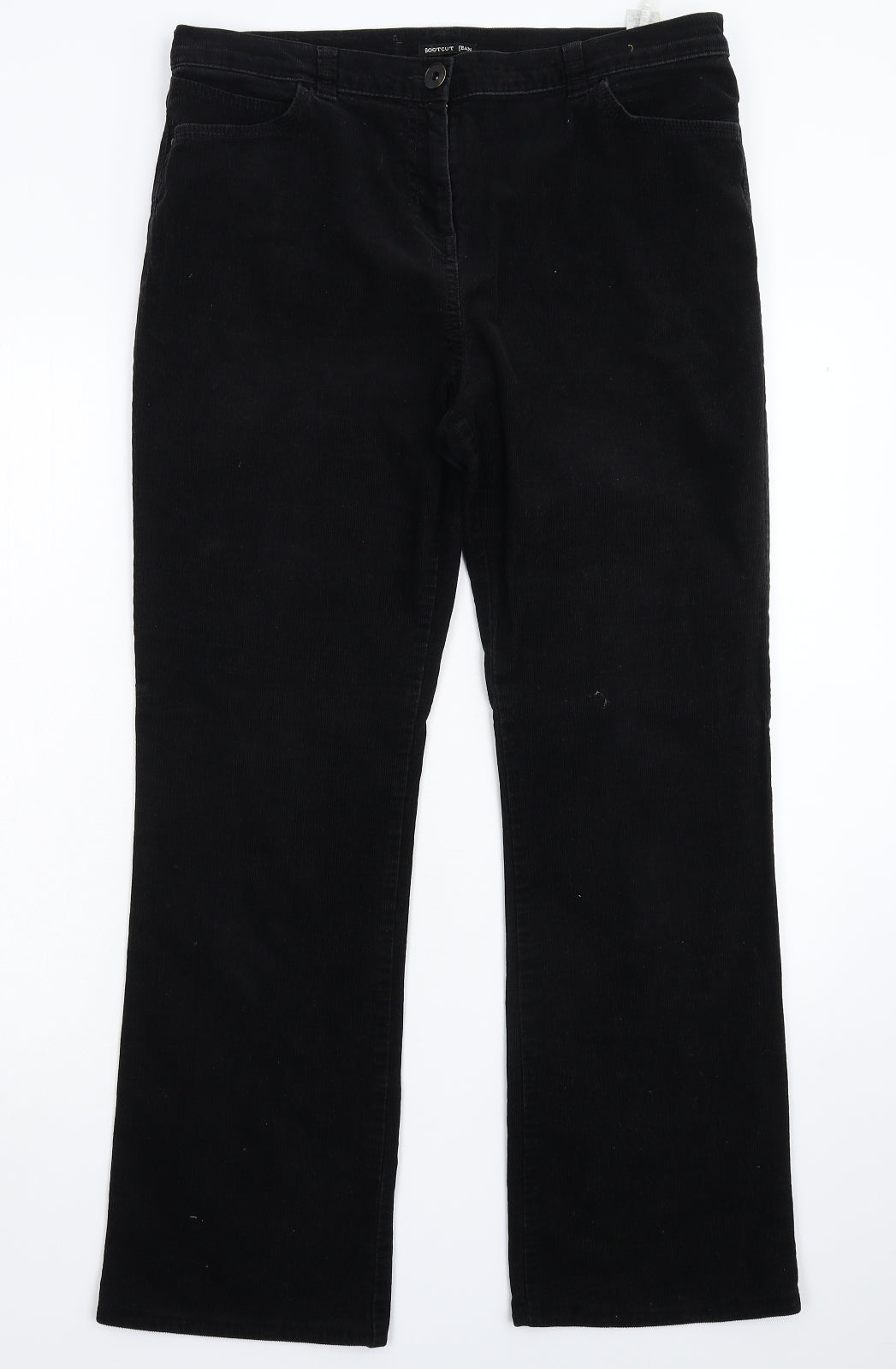 Marks and Spencer Womens Black  Corduroy Trousers  Size 14 L27 in