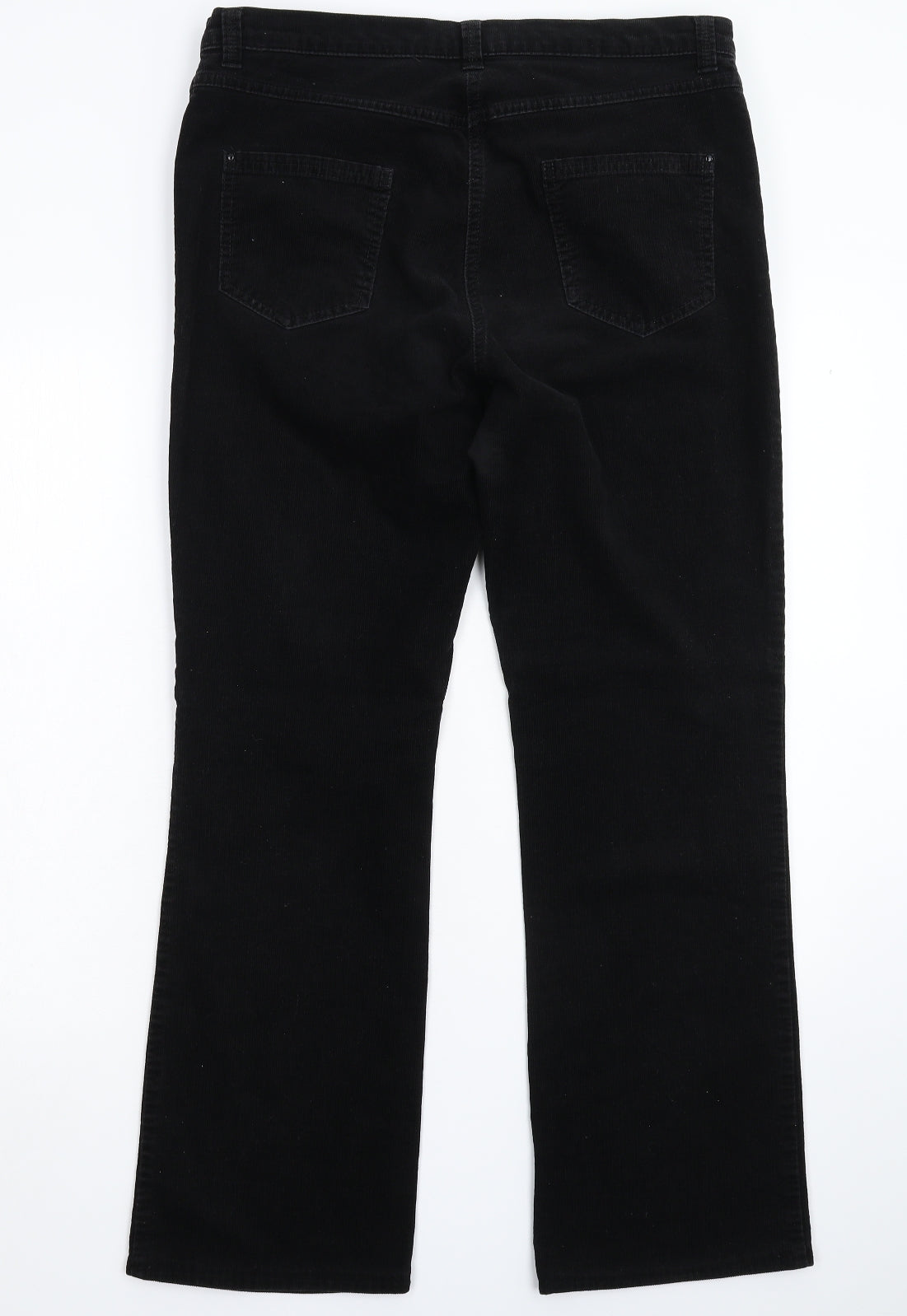 Marks and Spencer Womens Black  Corduroy Trousers  Size 14 L27 in
