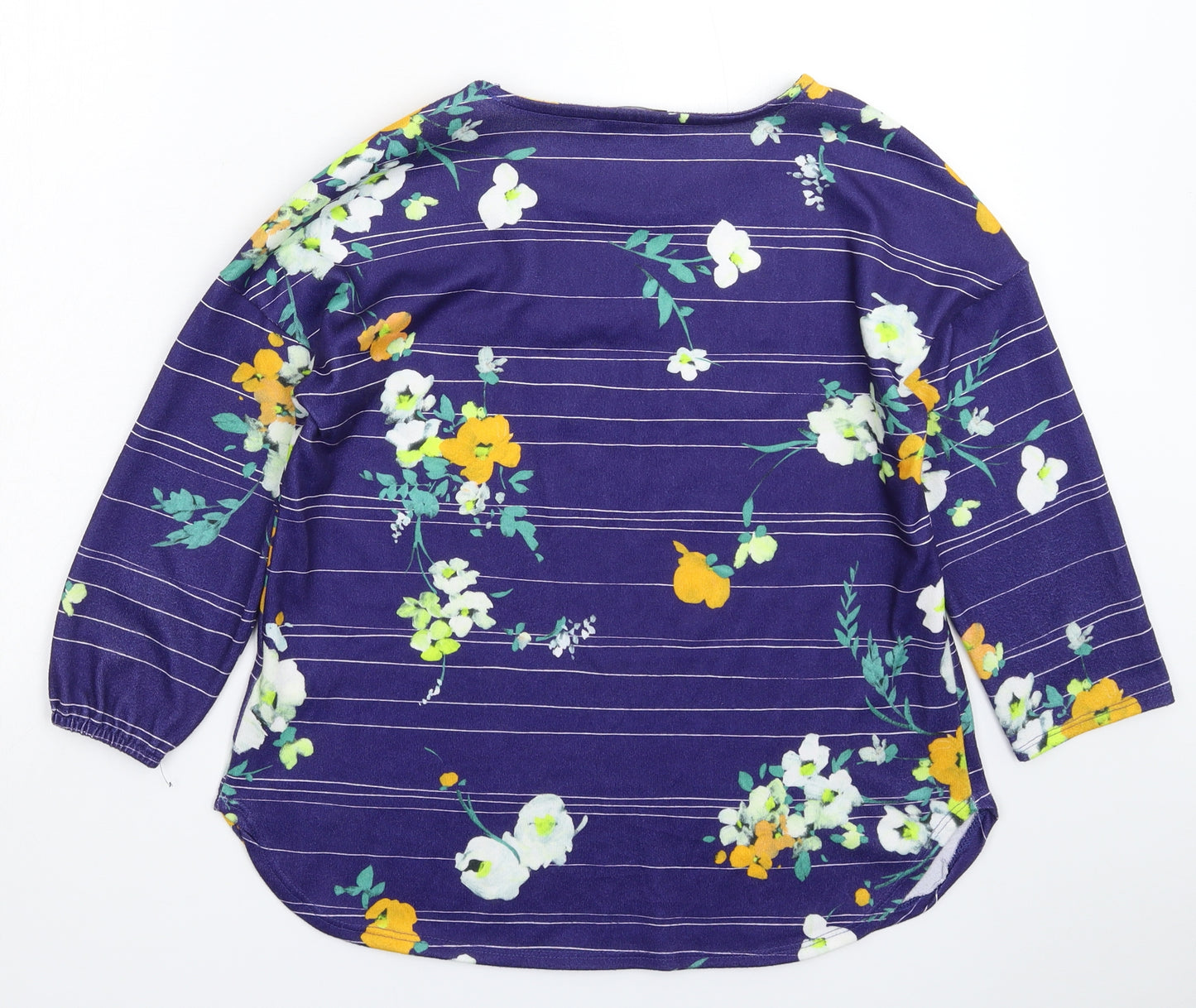 Papaya Womens Blue Floral  Basic T-Shirt Size 8
