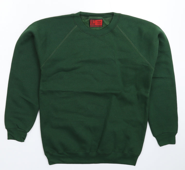 1st Class Clothes Boys Green Pullover Sweatshirt Size 11-12 Years