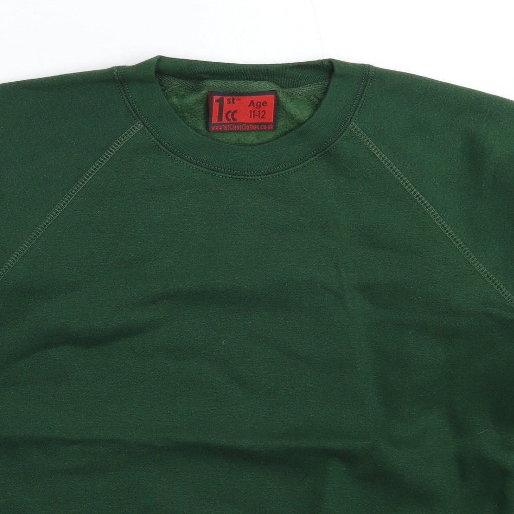 1st Class Clothes Boys Green   Pullover Sweatshirt Size 11-12 Years