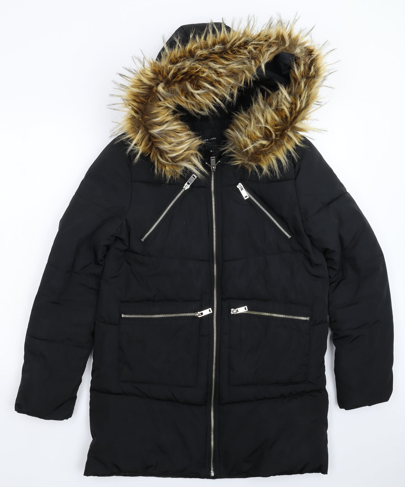 New Look Womens Black   Parka Coat Size 10