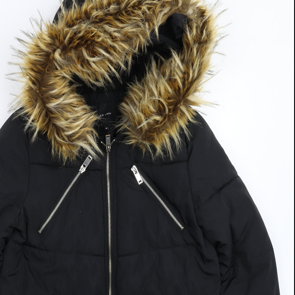 New Look Womens Black   Parka Coat Size 10