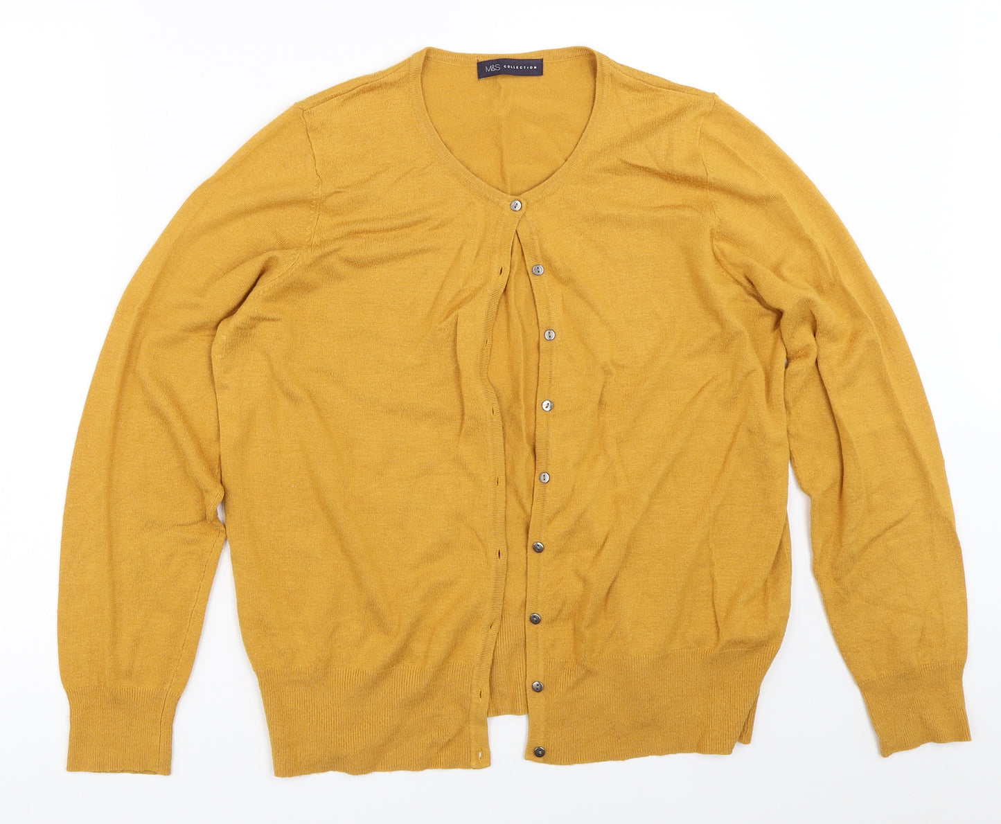 Marks and Spencer Womens Yellow   Cardigan Jumper Size 16