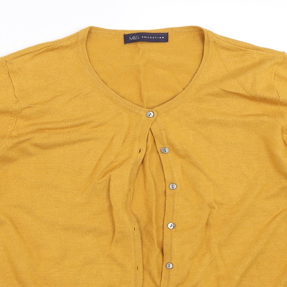 Marks and Spencer Womens Yellow   Cardigan Jumper Size 16