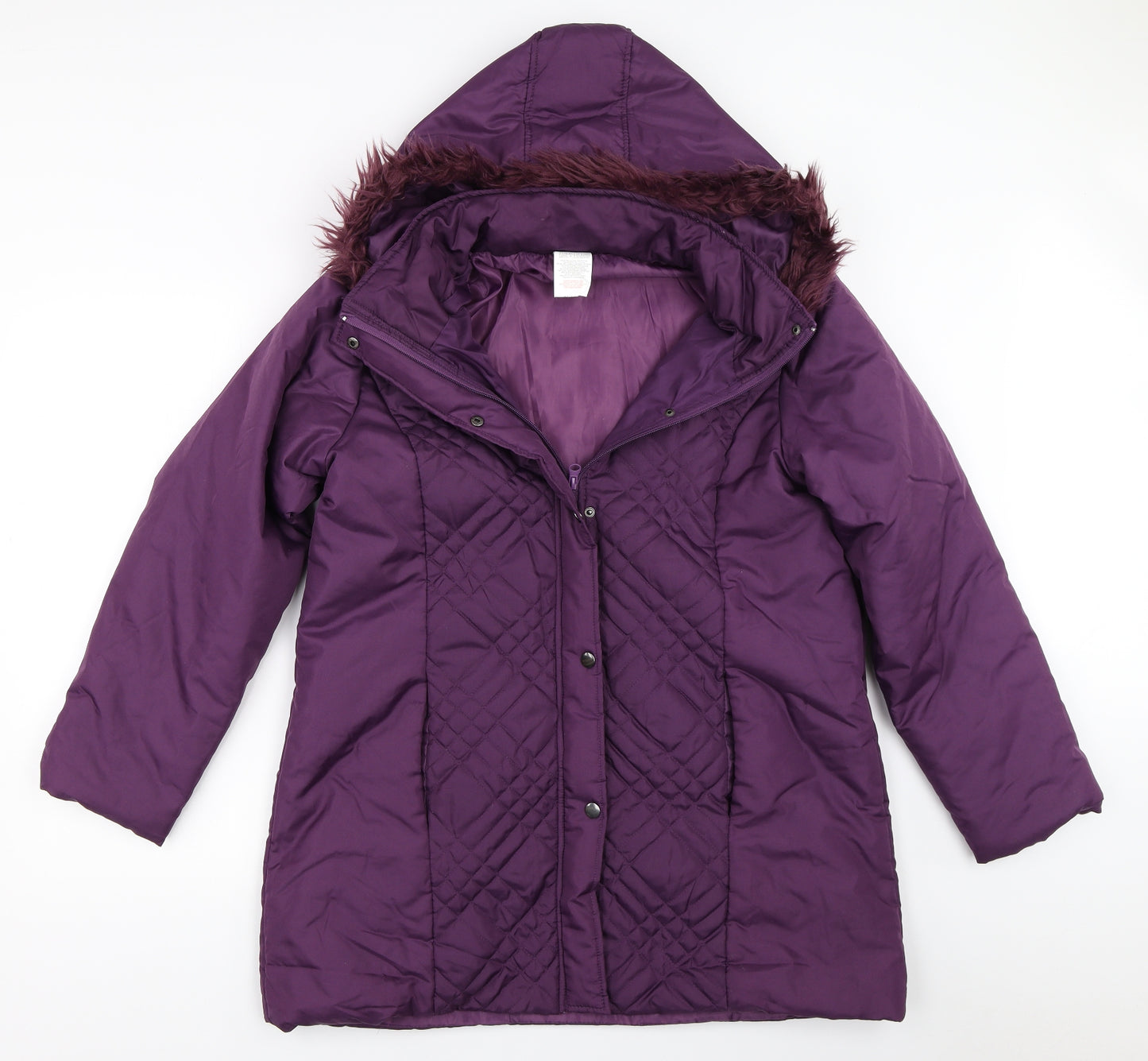 Anne De Lancay Womens Purple   Quilted Coat Size 14