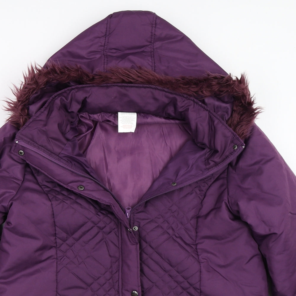 Anne De Lancay Womens Purple   Quilted Coat Size 14