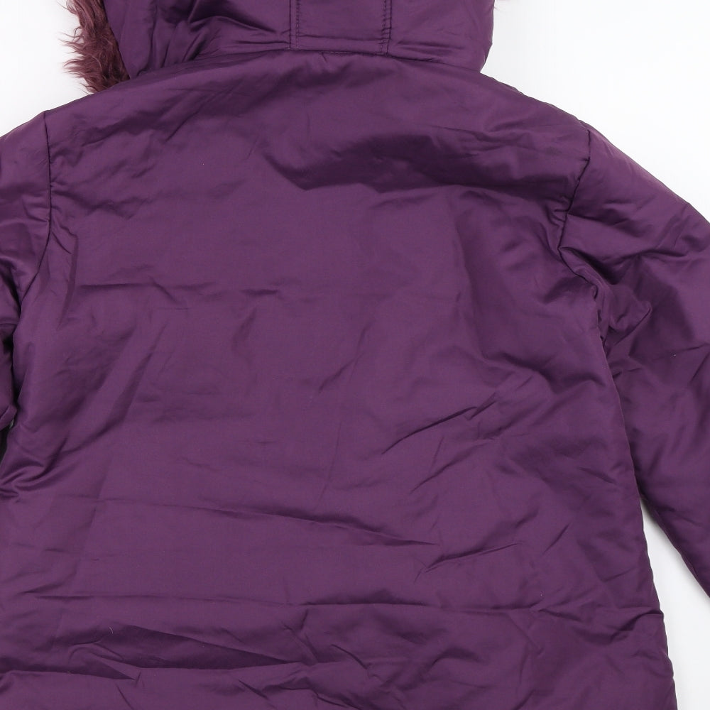 Anne De Lancay Womens Purple   Quilted Coat Size 14
