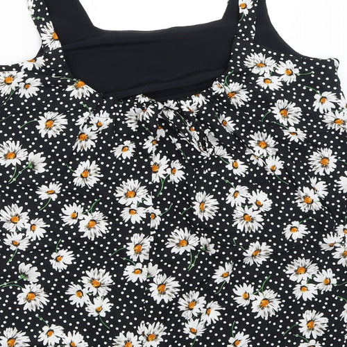 Dorothy Perkins Womens Black Floral  Basic Blouse Size 10