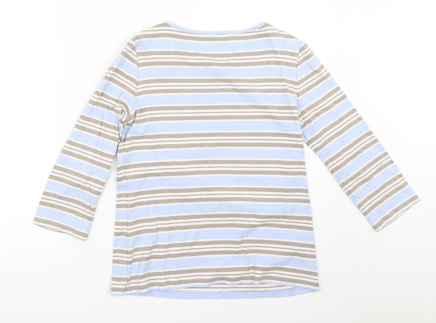 Country Casuals Womens Blue Striped  Basic T-Shirt Size S