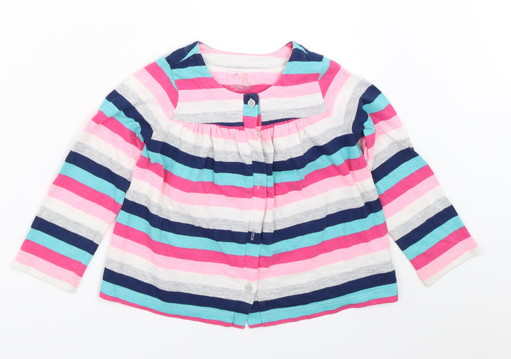 Gap Girls Pink Striped  Cardigan Jumper Size 3 Years
