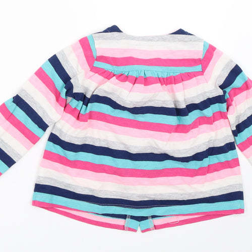 Gap Girls Pink Striped  Cardigan Jumper Size 3 Years