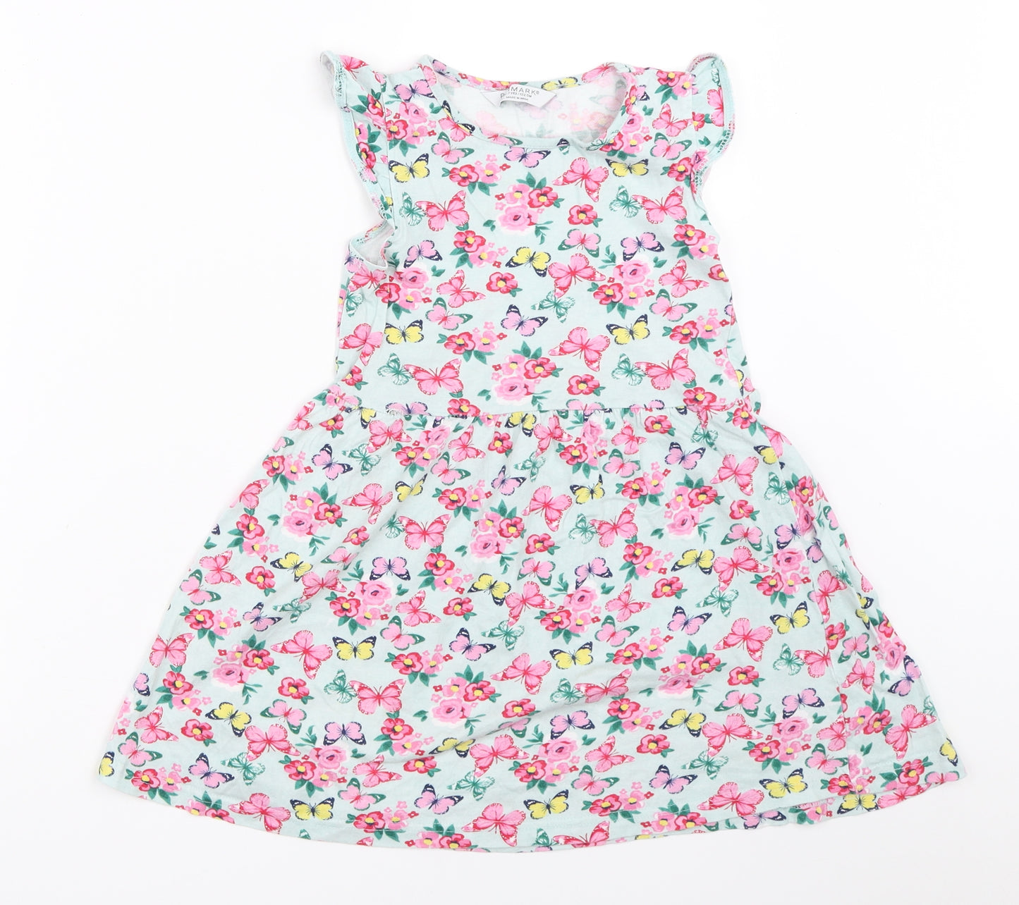 Primark Girls Blue Floral  Fit & Flare  Size 6-7 Years