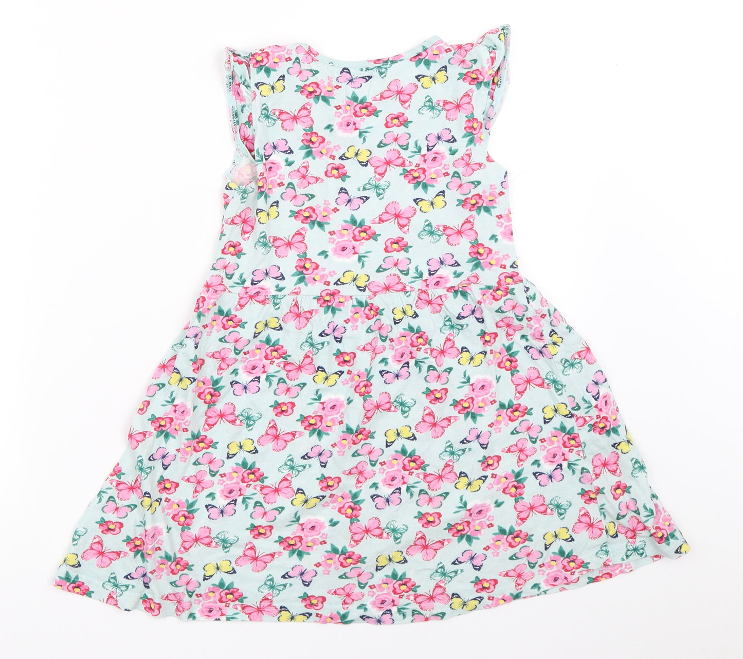 Primark Girls Blue Floral  Fit & Flare  Size 6-7 Years
