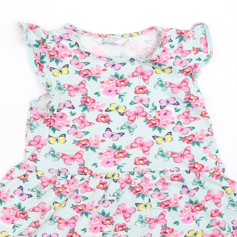 Primark Girls Blue Floral  Fit & Flare  Size 6-7 Years