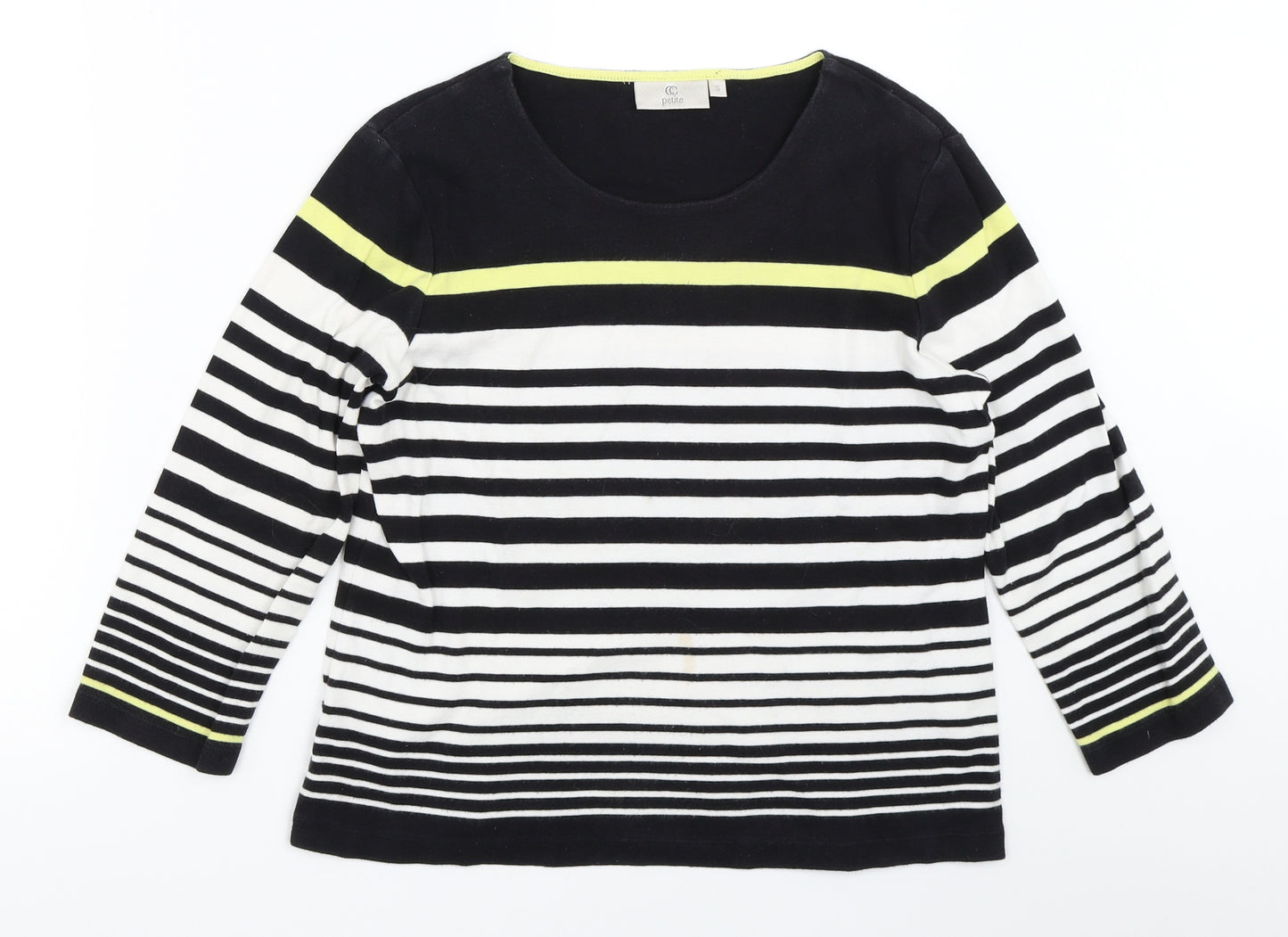 Country Casuals Womens Black Striped  Basic T-Shirt Size S