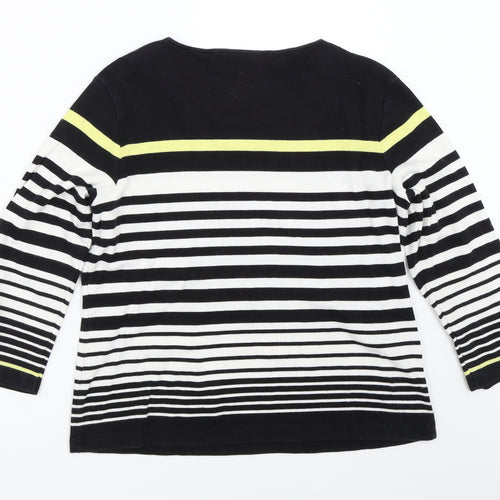 Country Casuals Womens Black Striped  Basic T-Shirt Size S