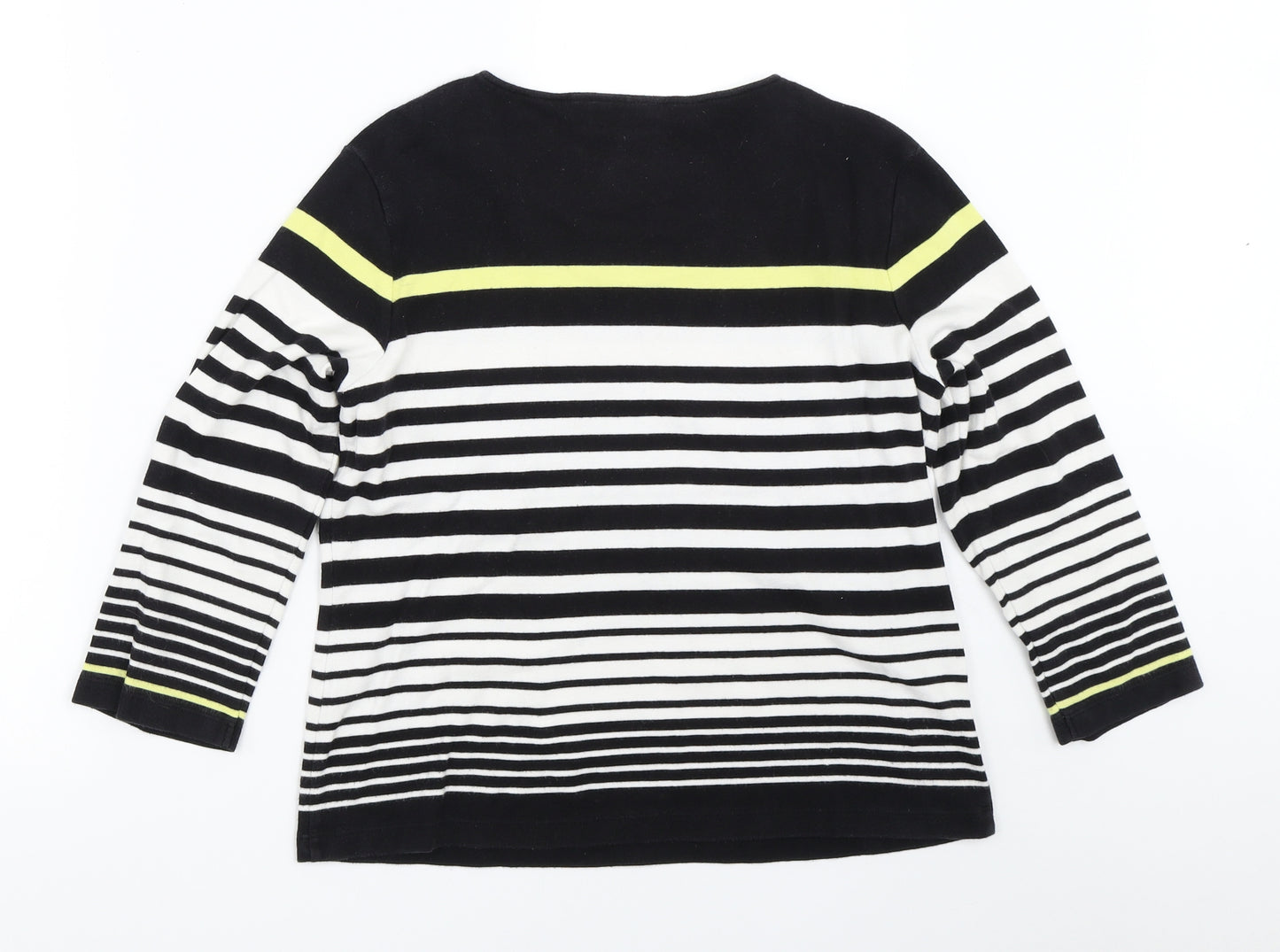 Country Casuals Womens Black Striped  Basic T-Shirt Size S