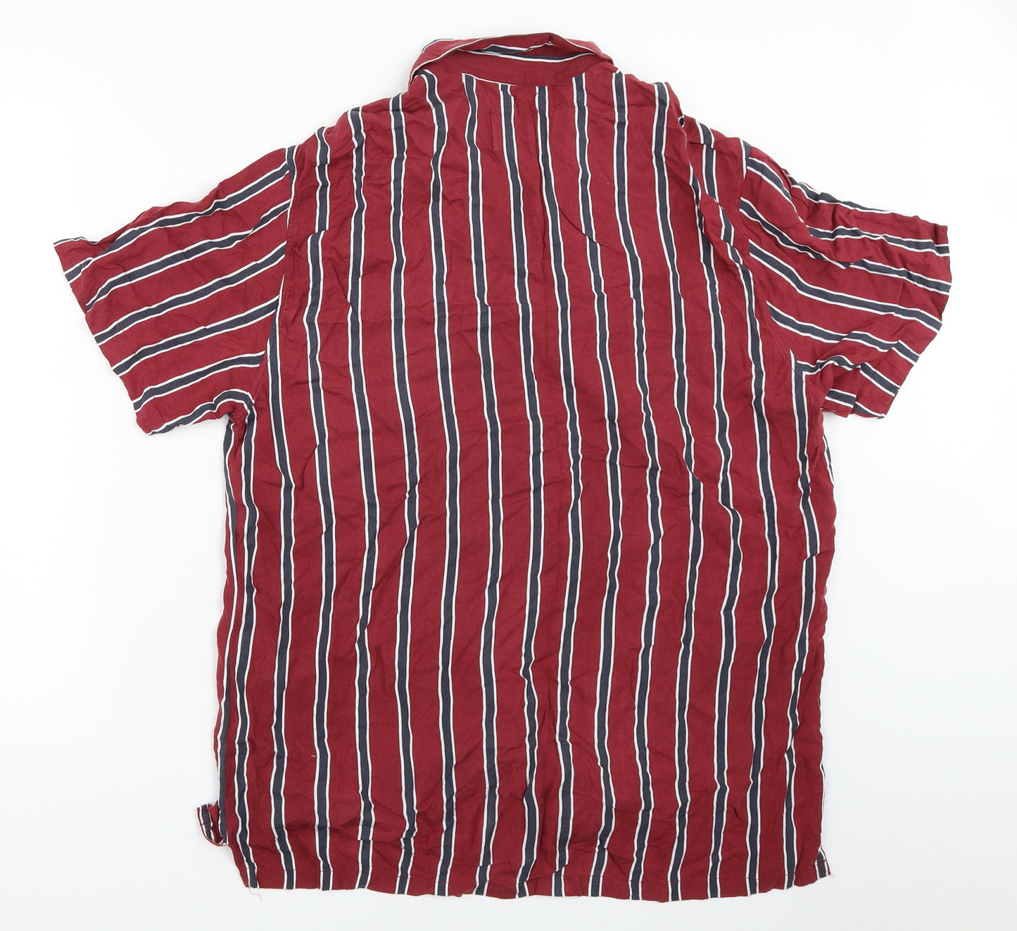 Pull&Bear Mens Red Striped   Button-Up Size L