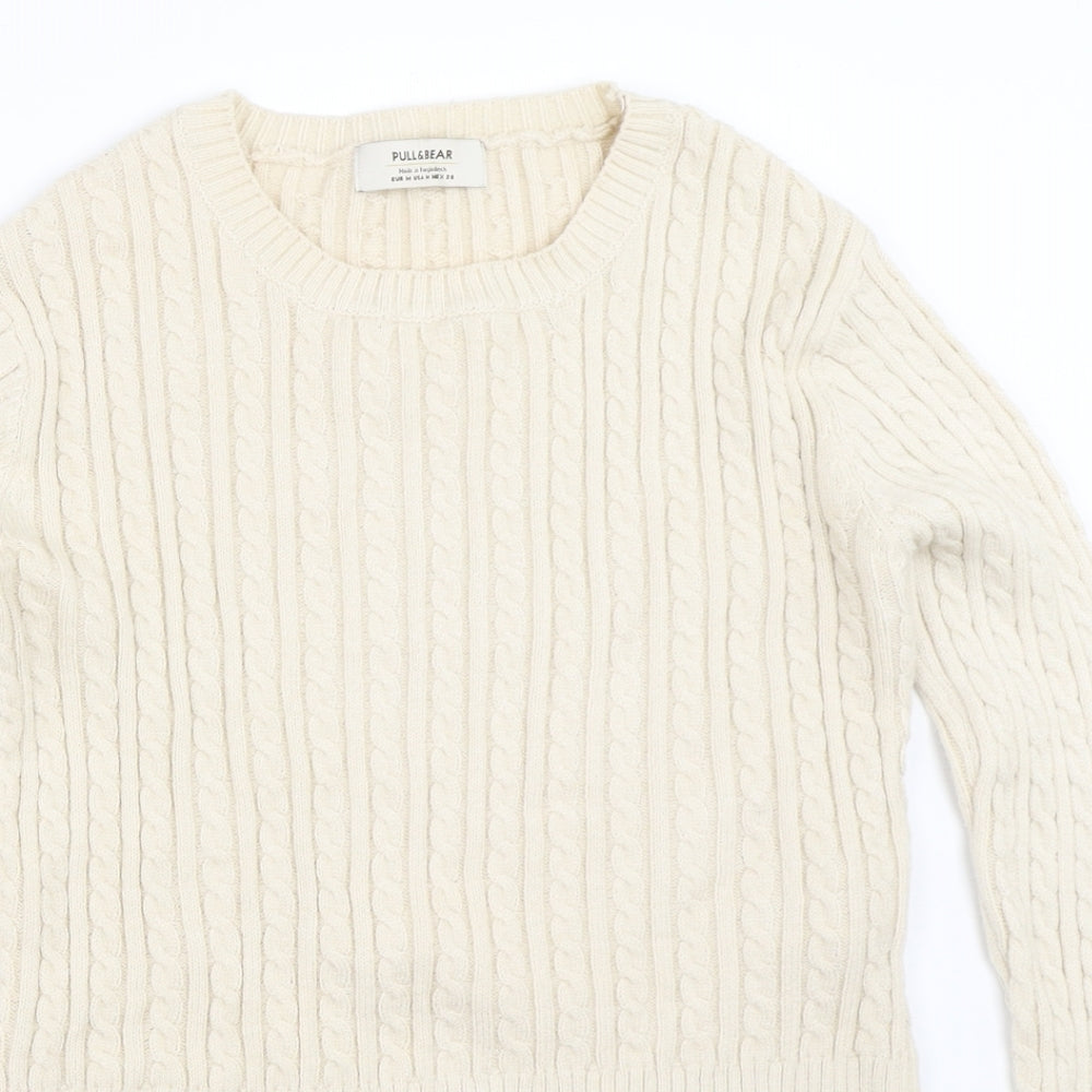 Pull&Bear Womens Ivory   Pullover Jumper Size M