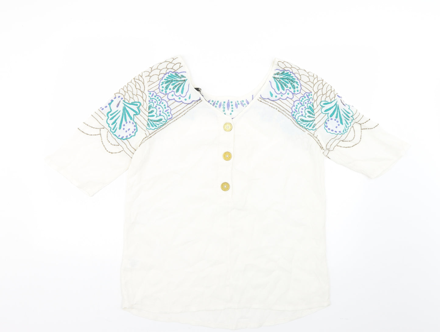 BiBA Womens Multicoloured Geometric  Basic Blouse Size 12
