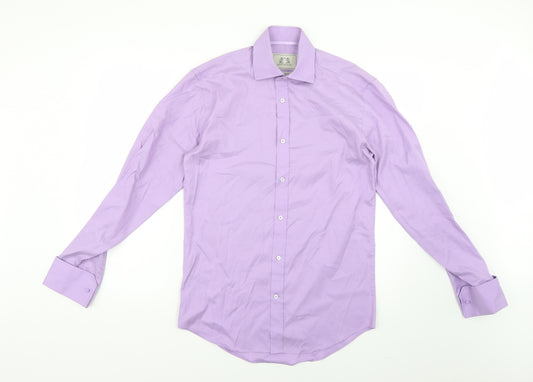 Front view of the city collection men’s purple dress shirt, size 37
