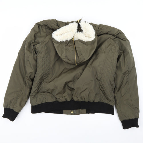 Denim & Co. Womens Green   Overcoat Coat Size 16