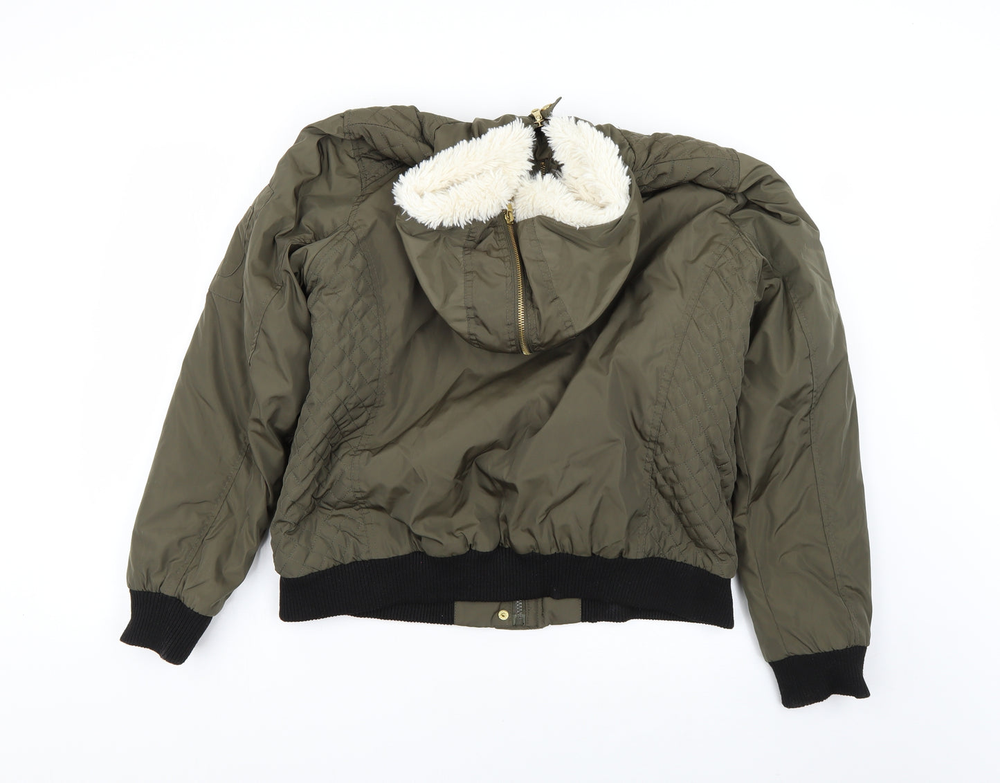 Denim & Co. Womens Green   Overcoat Coat Size 16