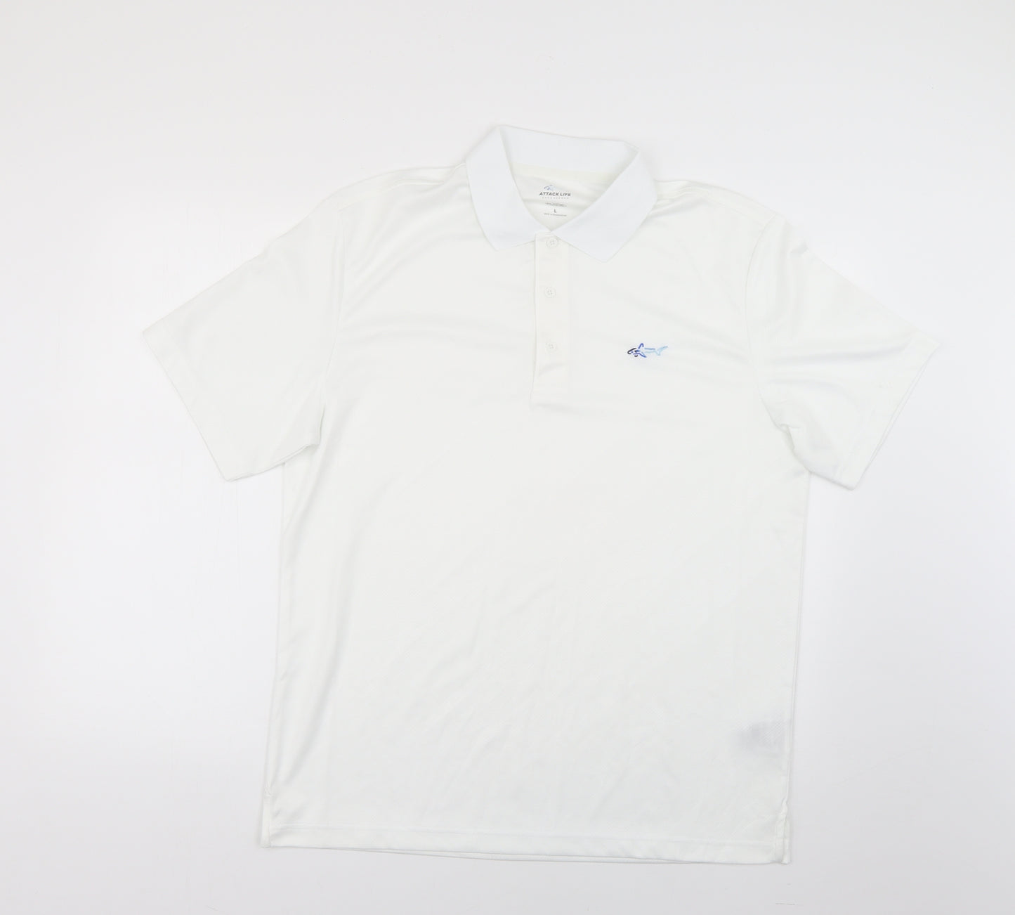 attack life Mens White    Polo Size L