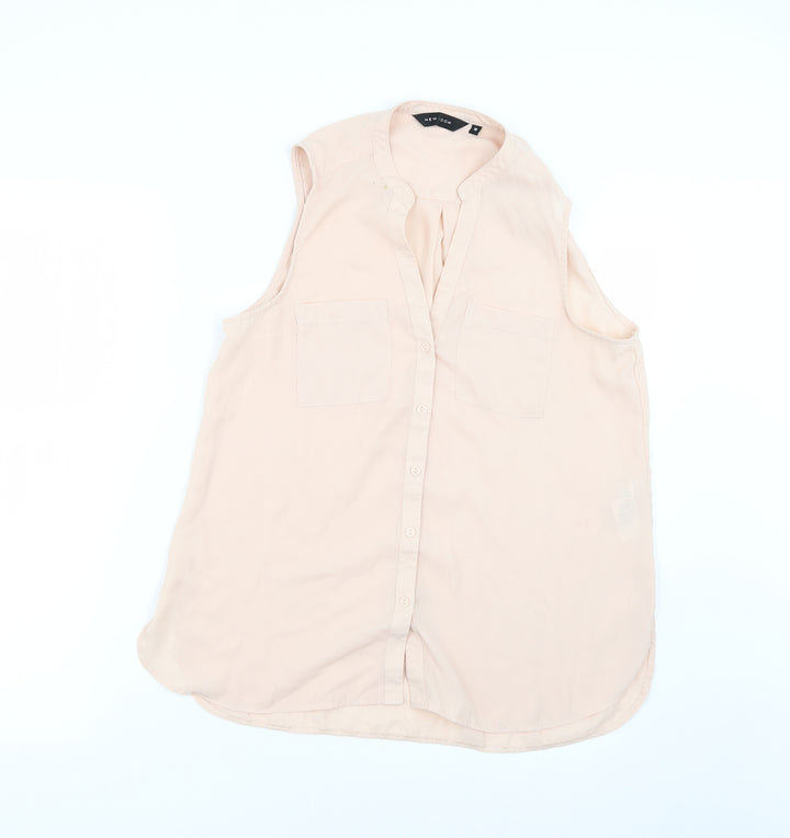 New Look Womens Pink Basic Blouse Size 8